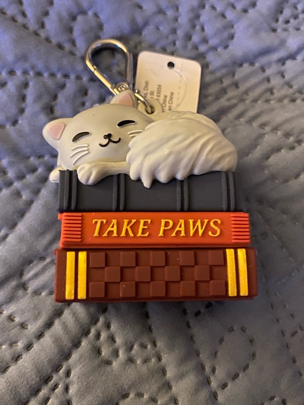 Cute White Cat 'Take Paws' Keychain Pet Accessory